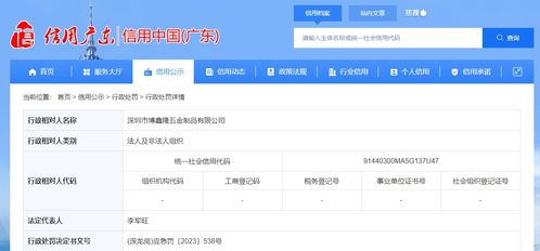 深圳市龍崗區應急管理局對深圳市博鑫隆五金制品作出行政處罰